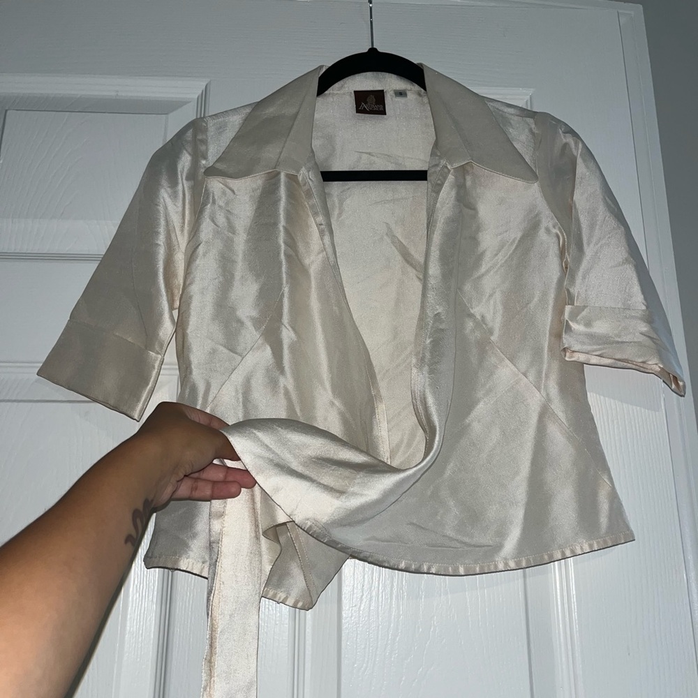 Satin wrap around shirt!